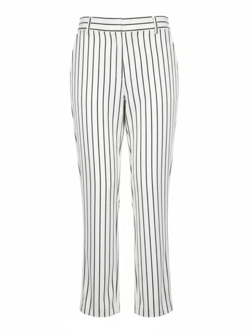 Catherine Malandrino White and Black Pinstripe Straight-Leg Pants – Size 8